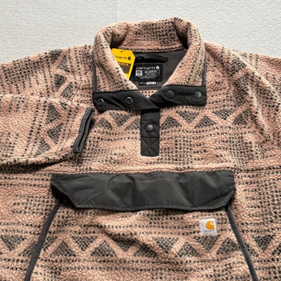 Carhartt Women’s Fleece Pullover Relaxed Fit Geo Aztec Warm Taupe Size XXL / 2XL - Picture 4 of 13